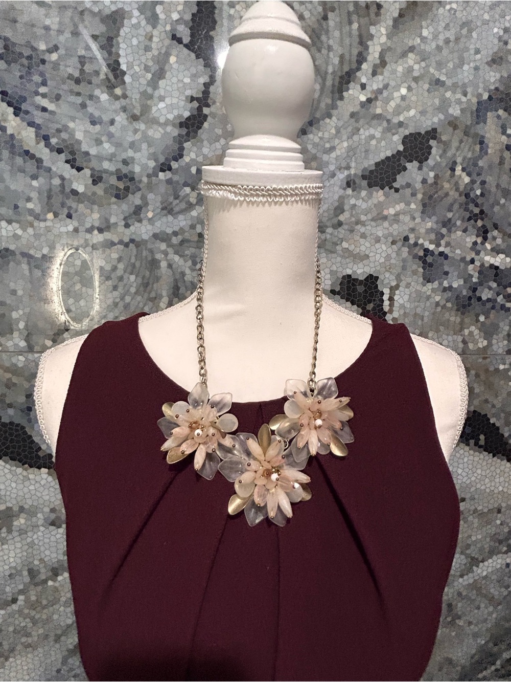 Floral Statement Necklace in Blush and Gold - Women Jewelry